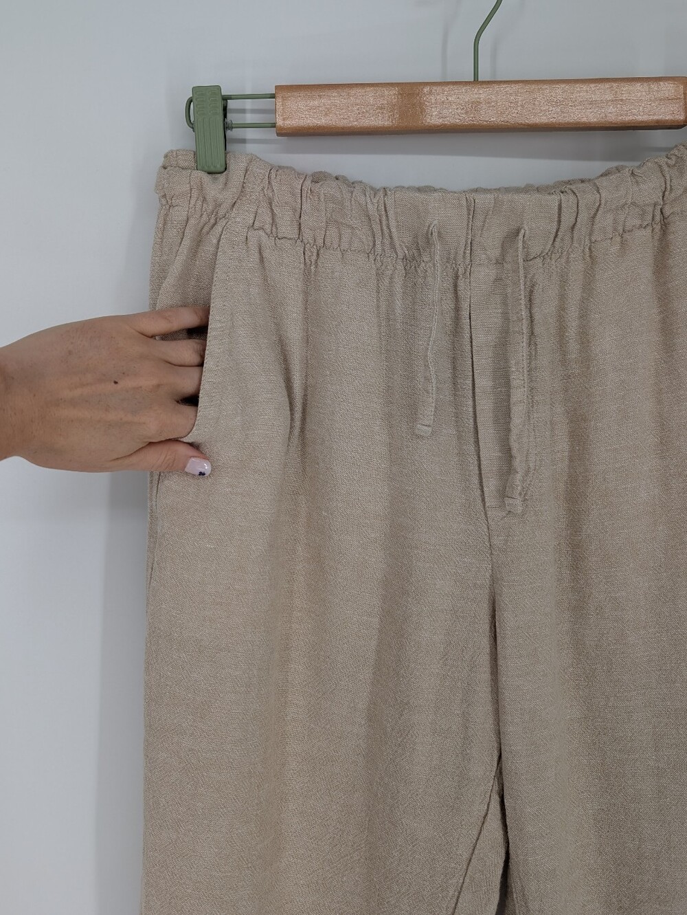GAP Mid Rise Easy Pants Pull-on Drawstring Linen-Blend Flax Beige Small 2025 - Picture 3 of 7